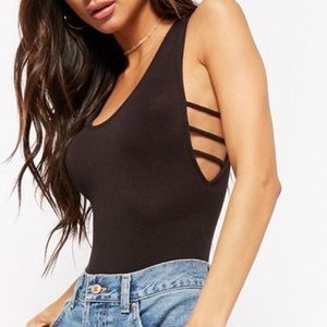 NWOT Forever 21 Ladder Cutout Black Bodysuit